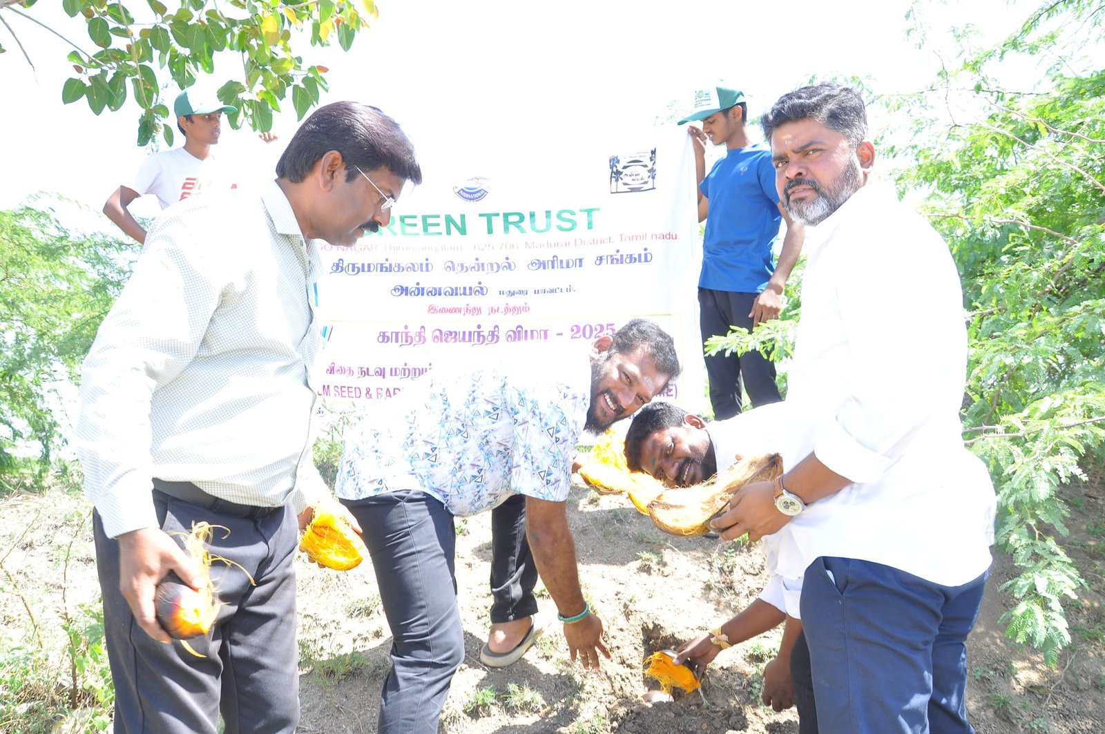 Demonstrating proper root planting and organic composting techniques.